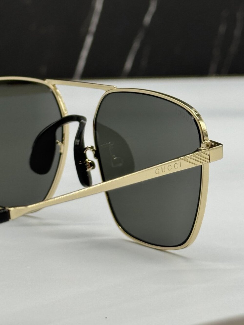 NEW GUCCI GG0743S 001 SUNGLASSES GOLD/GRAY UNISEX EYEWEAR - Picture 7 of 11